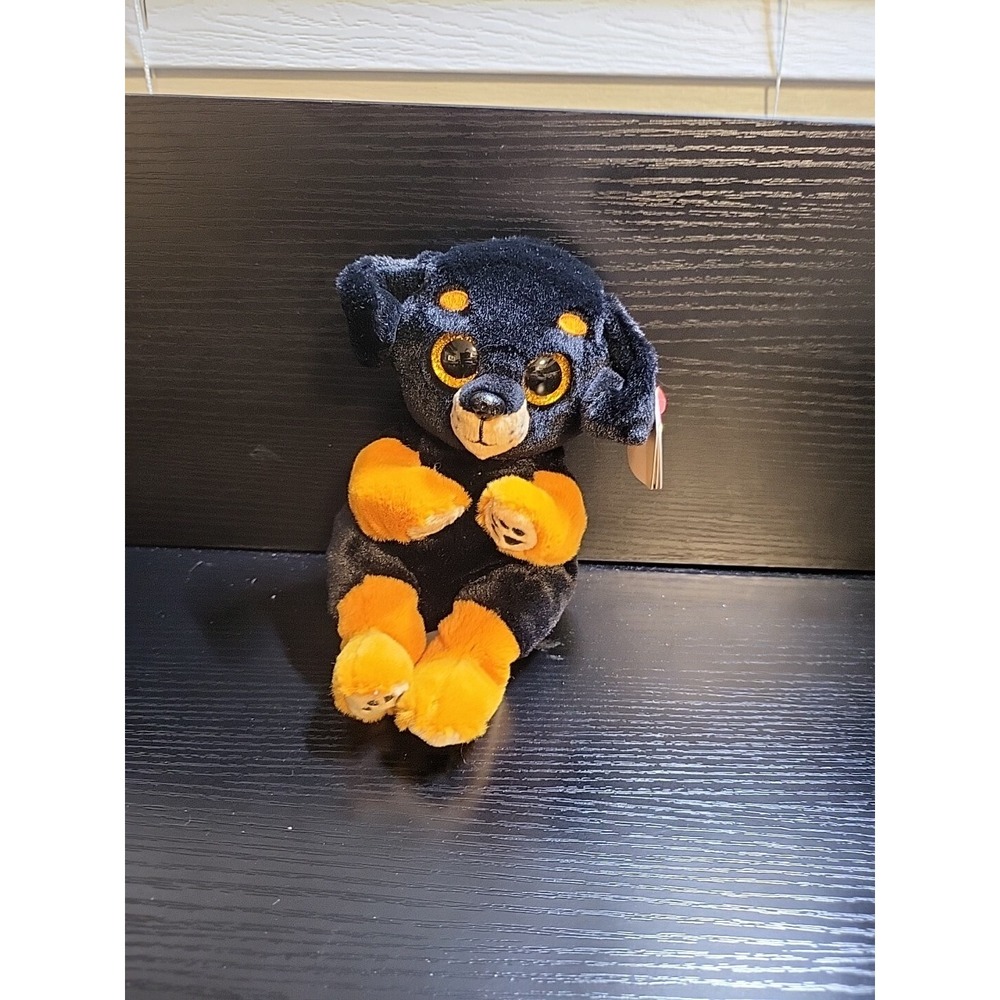 TY Beanie Bellie Randi - Black and Tan Rottweiler Dog - 6"